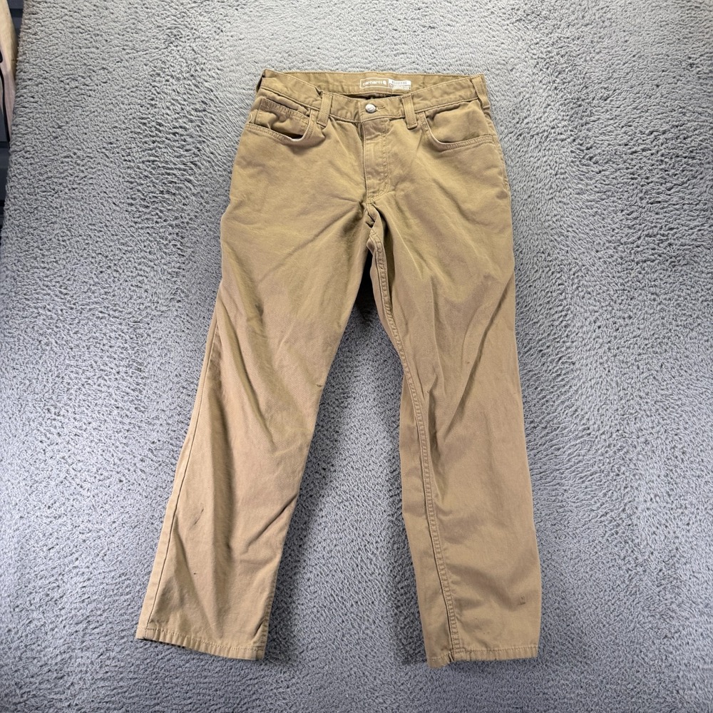 Carhartt Rugged Flex Pant Men 31x30 Brown Cotton Khakis Relaxed Workwear Stretch